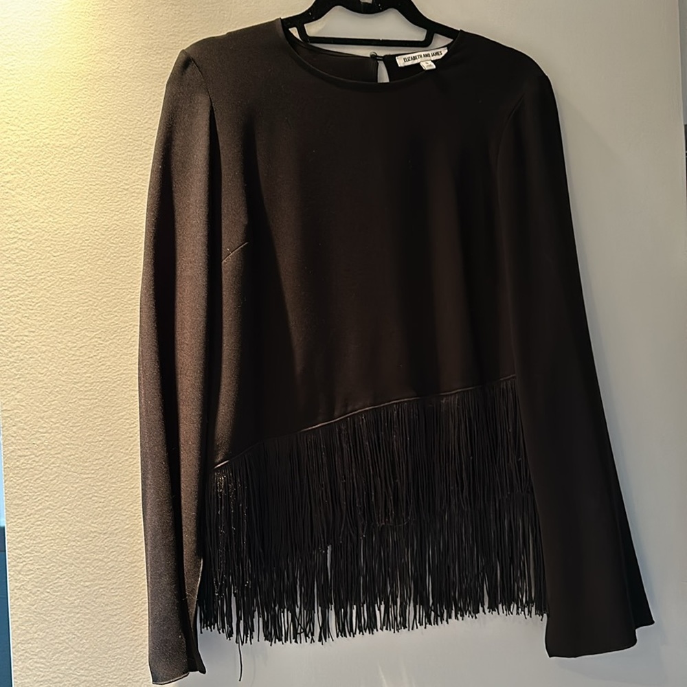 Elizabeth And James Bell Sleeve Fringe Top View 3